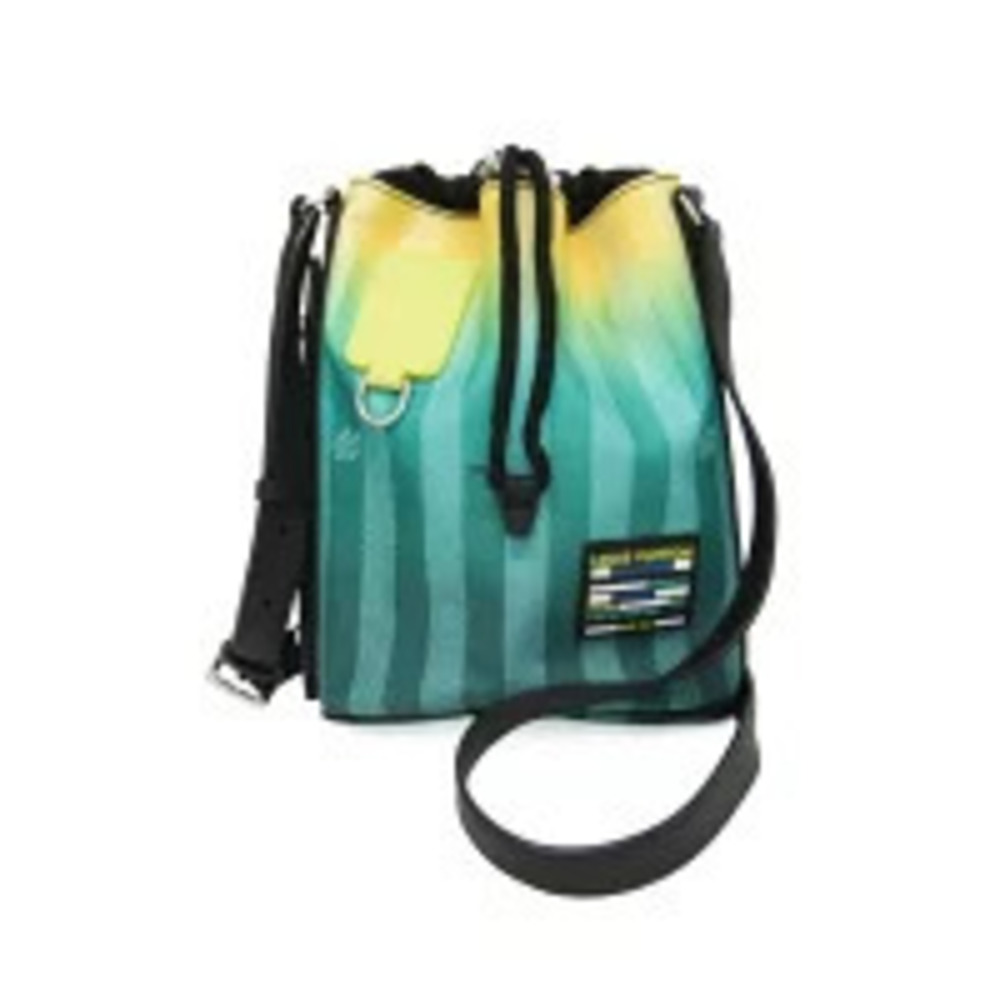 Louis Vuitton Damier Stripe Sac Marin Crossbody Bag Canvas Leather Yellow Green